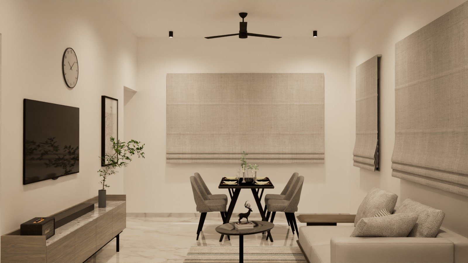 Living and dining space inside Agam